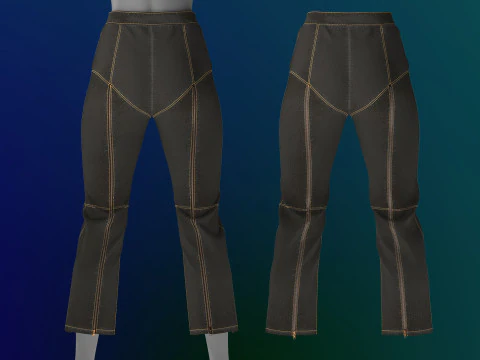 Zipper Detailed Jeans 3D Model