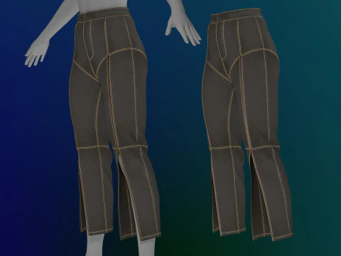 Zipper Detailed Jeans 3D Model
