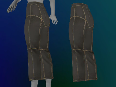 Zipper Detailed Jeans 3D Model