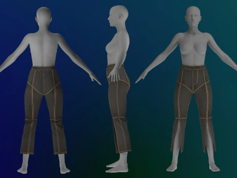 Zipper Detailed Jeans 3D Model