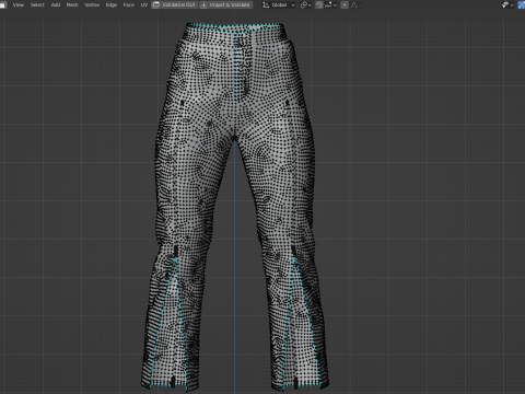 Zipper Detailed Jeans 3D Модель