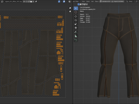 Zipper Detailed Jeans 3D Модель