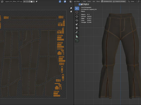 Zipper Detailed Jeans 3D Model