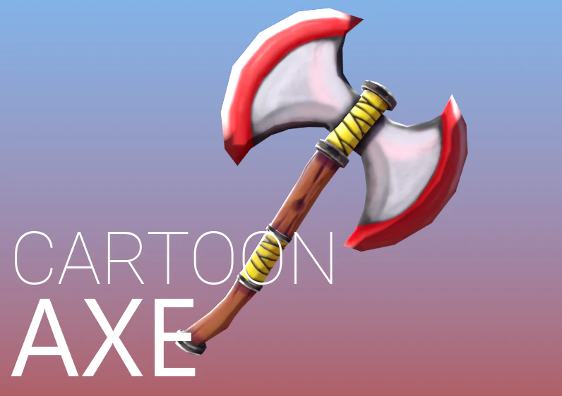 Cartoon Battle Axe 3D Model .c4d .max .obj .3ds .fbx .stl .blend 