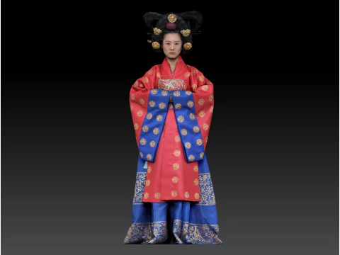 Korean Royal Procession dress hanbok Costume collection 2 3D Model