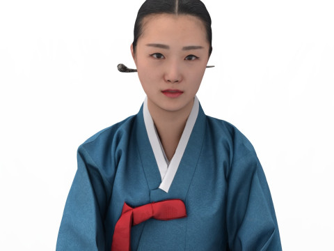 Корейское королевское платье для процессии, коллекция костюмов ханбок 4 3D Модель