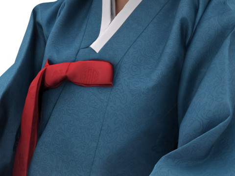 Корейское королевское платье для процессии, коллекция костюмов ханбок 4 3D Модель