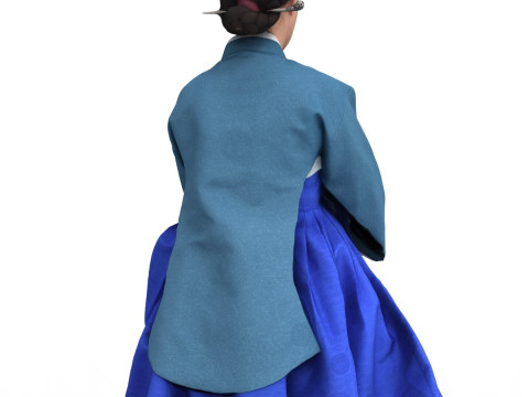 Корейское королевское платье для процессии, коллекция костюмов ханбок 4 3D Модель