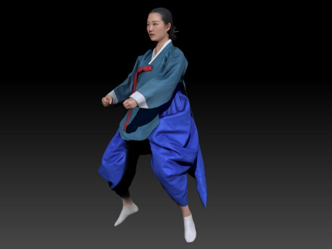 Корейское королевское платье для процессии, коллекция костюмов ханбок 4 3D Модель