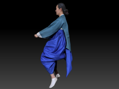 Корейское королевское платье для процессии, коллекция костюмов ханбок 4 3D Модель