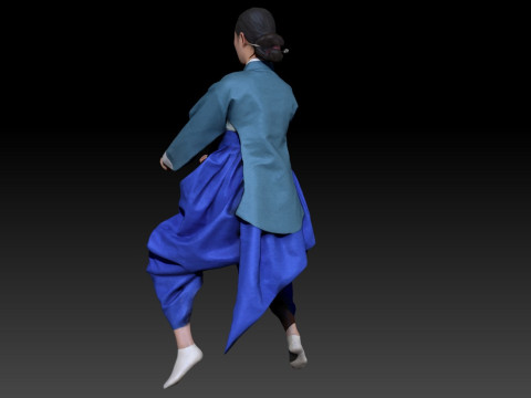 Корейское королевское платье для процессии, коллекция костюмов ханбок 4 3D Модель