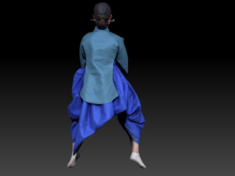 Корейское королевское платье для процессии, коллекция костюмов ханбок 4 3D Модель