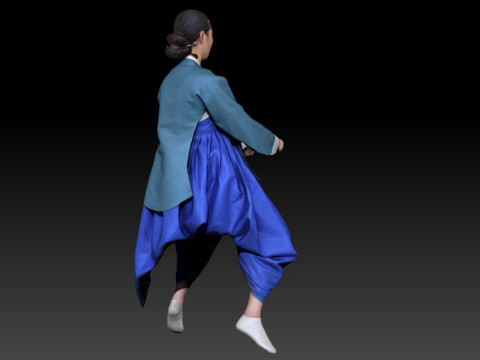 Корейское королевское платье для процессии, коллекция костюмов ханбок 4 3D Модель