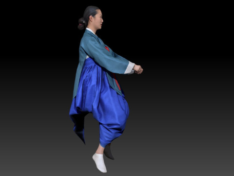 Корейское королевское платье для процессии, коллекция костюмов ханбок 4 3D Модель