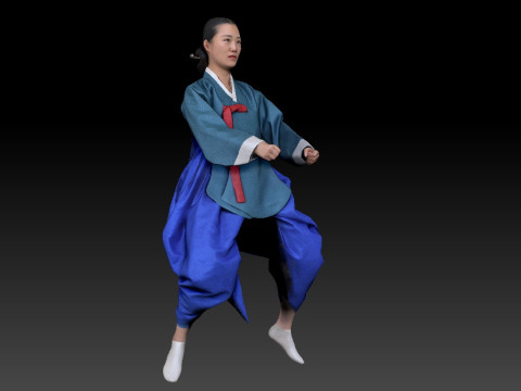 Корейское королевское платье для процессии, коллекция костюмов ханбок 4 3D Модель