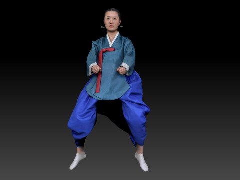 Корейское королевское платье для процессии, коллекция костюмов ханбок 4 3D Модель