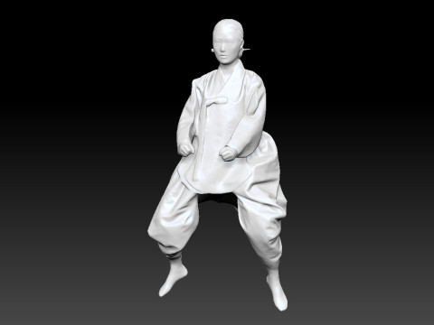 Корейское королевское платье для процессии, коллекция костюмов ханбок 4 3D Модель