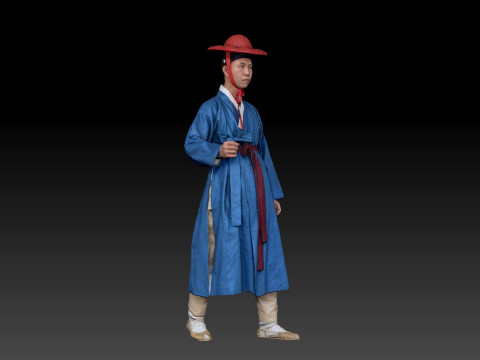 Korean Royal Procession dress hanbok Costume collection 5 3D Model