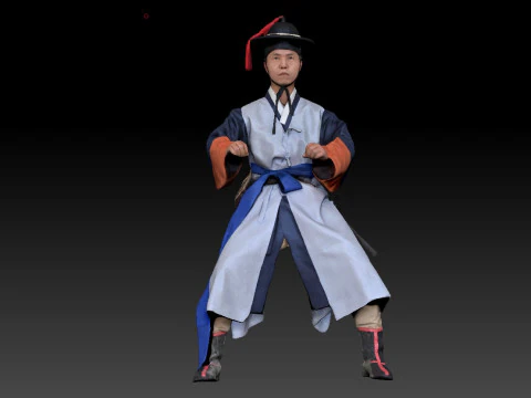 Korean Royal Procession dress hanbok Costume collection 8 3D Model