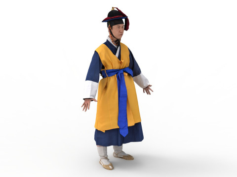 Korean Royal Procession dress hanbok Costume collection 10 3D Model