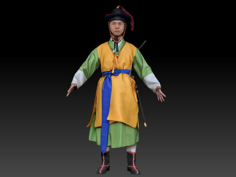 Korean Royal Procession dress hanbok Costume collection 11 3D Model