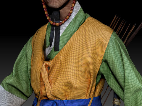 Korean Royal Procession dress hanbok Costume collection 11 3D Model