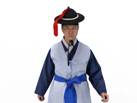 Korean Royal Procession dress hanbok Costume collection 12 3D Model