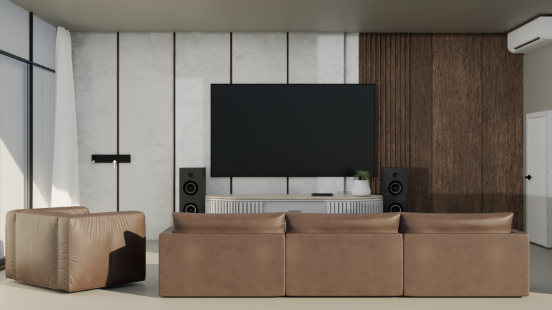 Deri kanepe ve TV ünitesi görseli 3D Model .c4d .max .obj .3ds .fbx .stl .blend