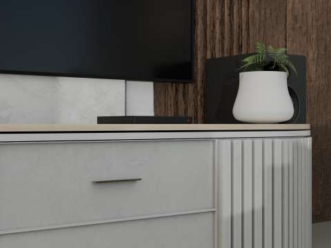 Deri kanepe ve TV ünitesi görseli 3D Model