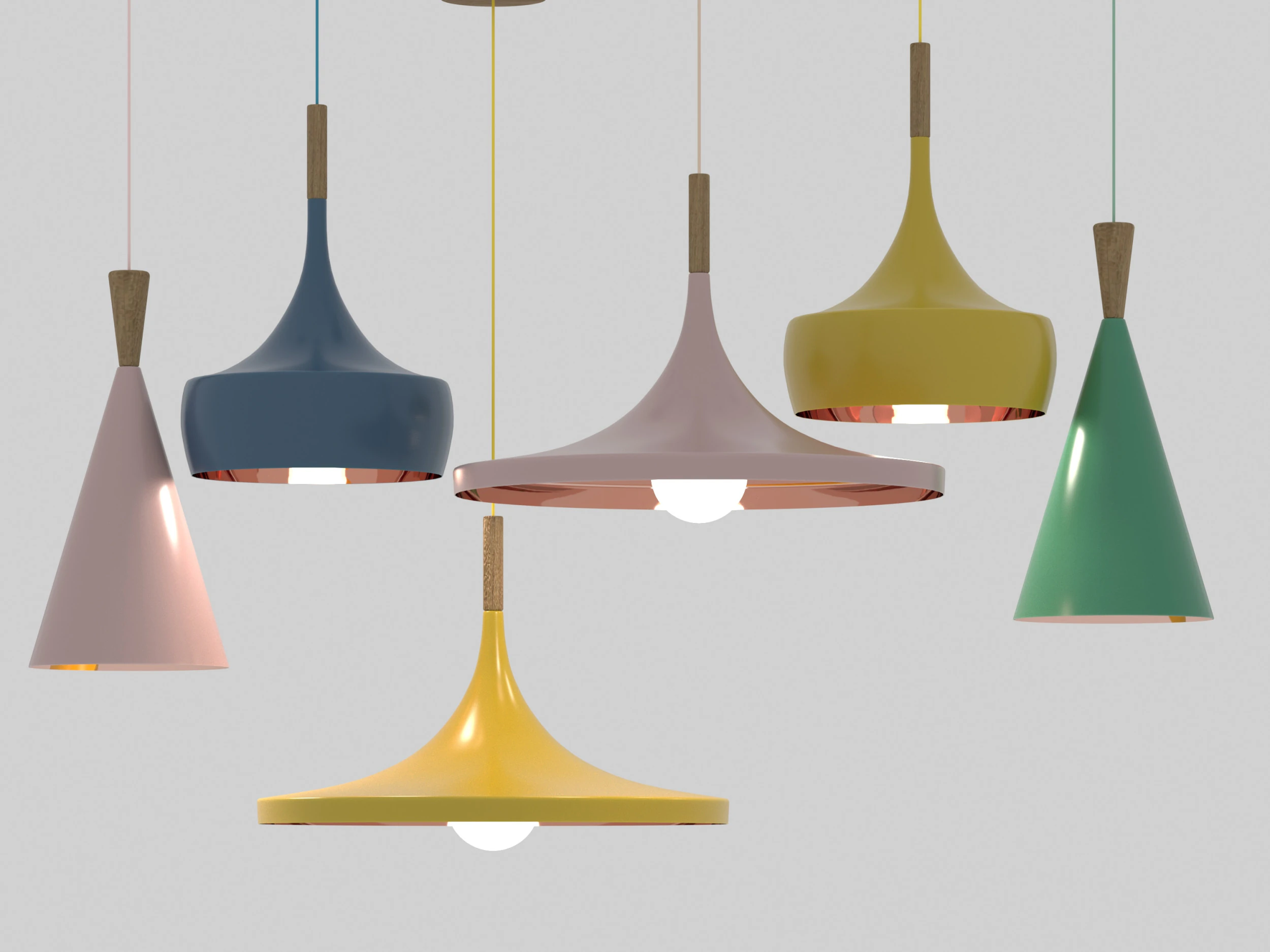 Colored ceiling lights 3D Model .c4d .max .obj .3ds .fbx .stl .blend 