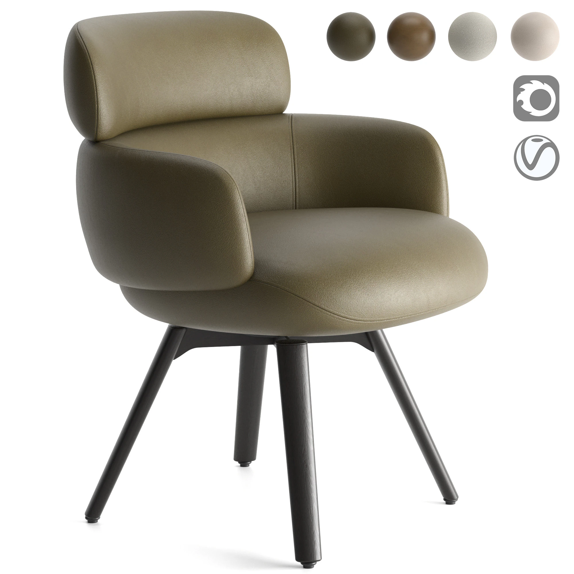Vivienne Dining Amchair 3D Model .c4d .max .obj .3ds .fbx .stl .blend