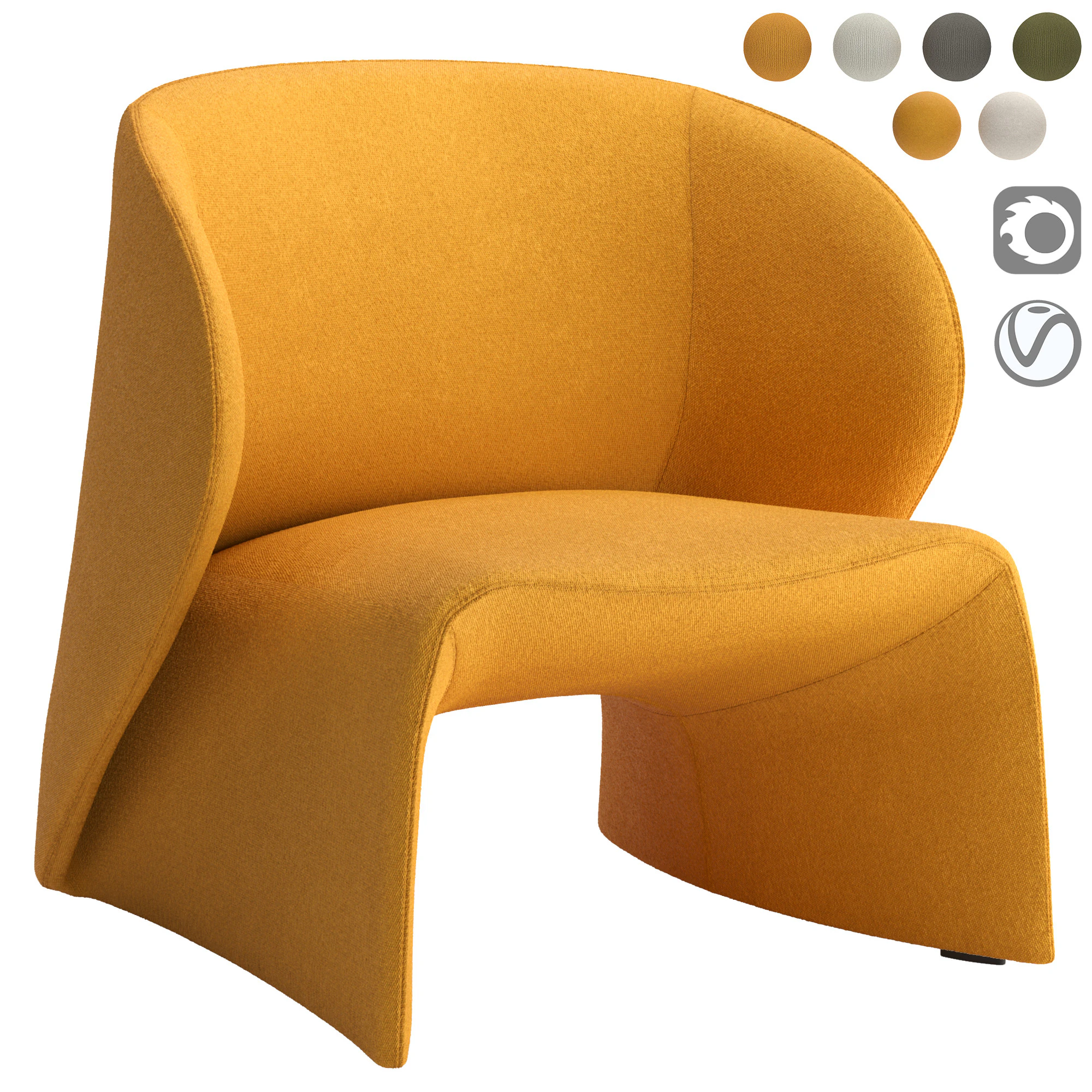 Bebitalia Narinari Amchair 3D Model .c4d .max .obj .3ds .fbx .stl .blend 
