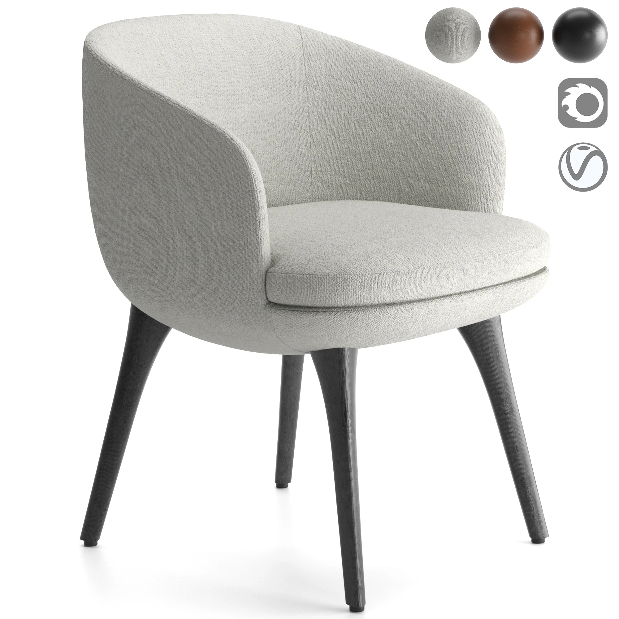 Raphael Dining Little Armchair 3D Model .c4d .max .obj .3ds .fbx .stl .blend
