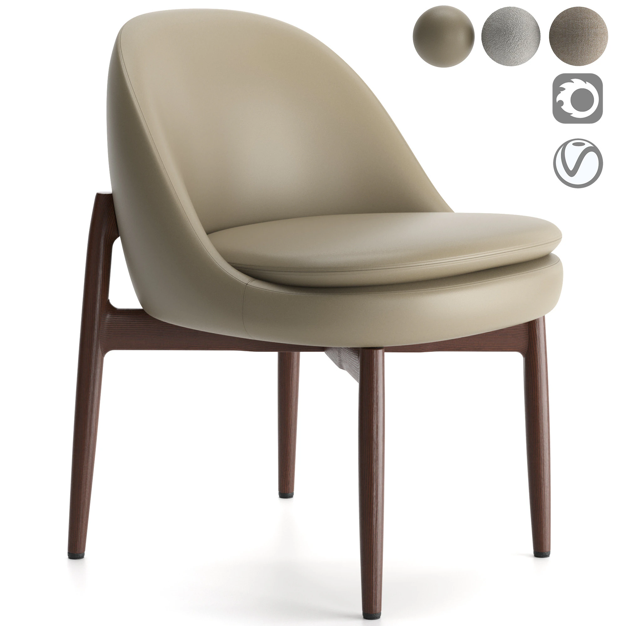 Sendai Dining chair 3D Model .c4d .max .obj .3ds .fbx .stl .blend 