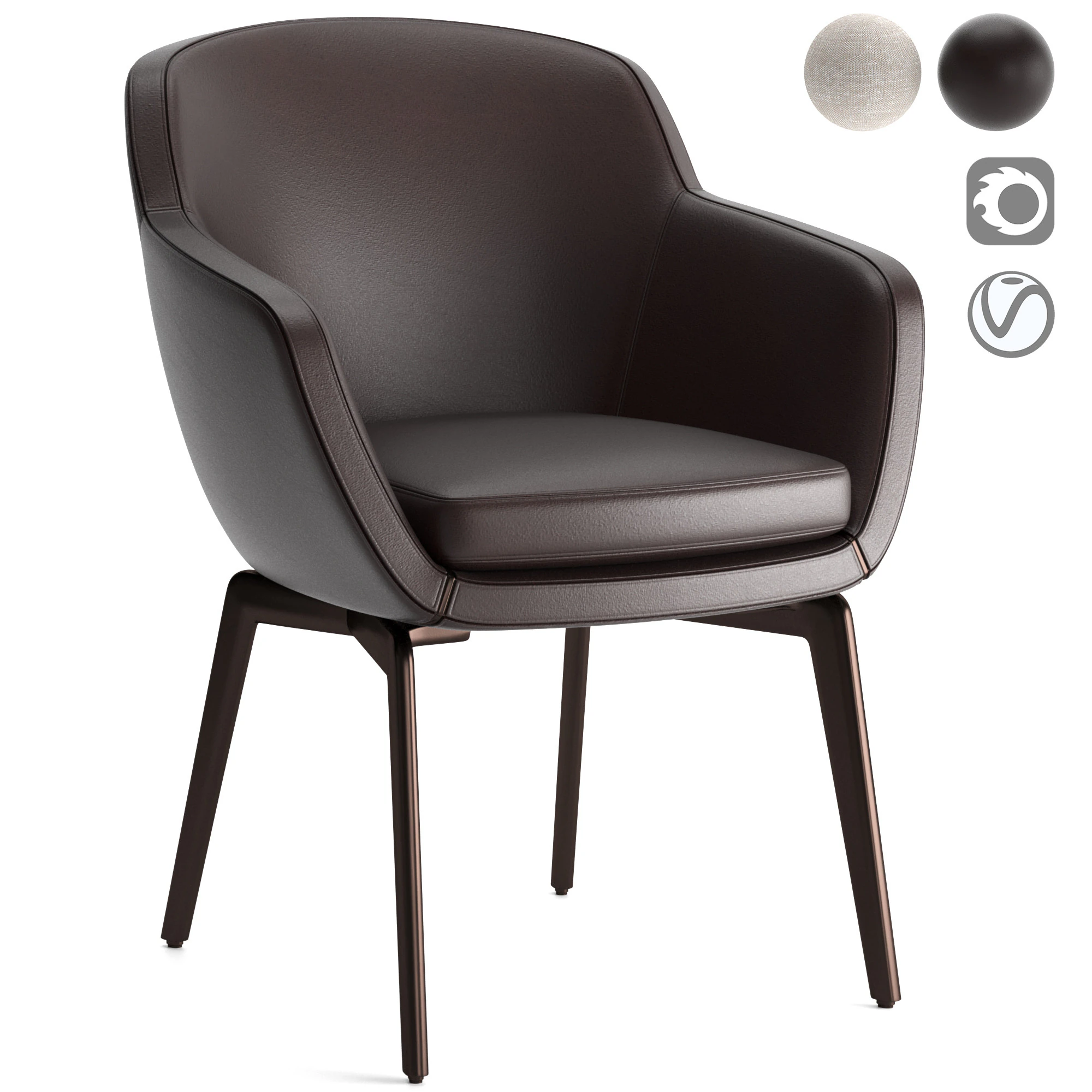 Belt Dining chair 3D Model .c4d .max .obj .3ds .fbx .stl .blend 
