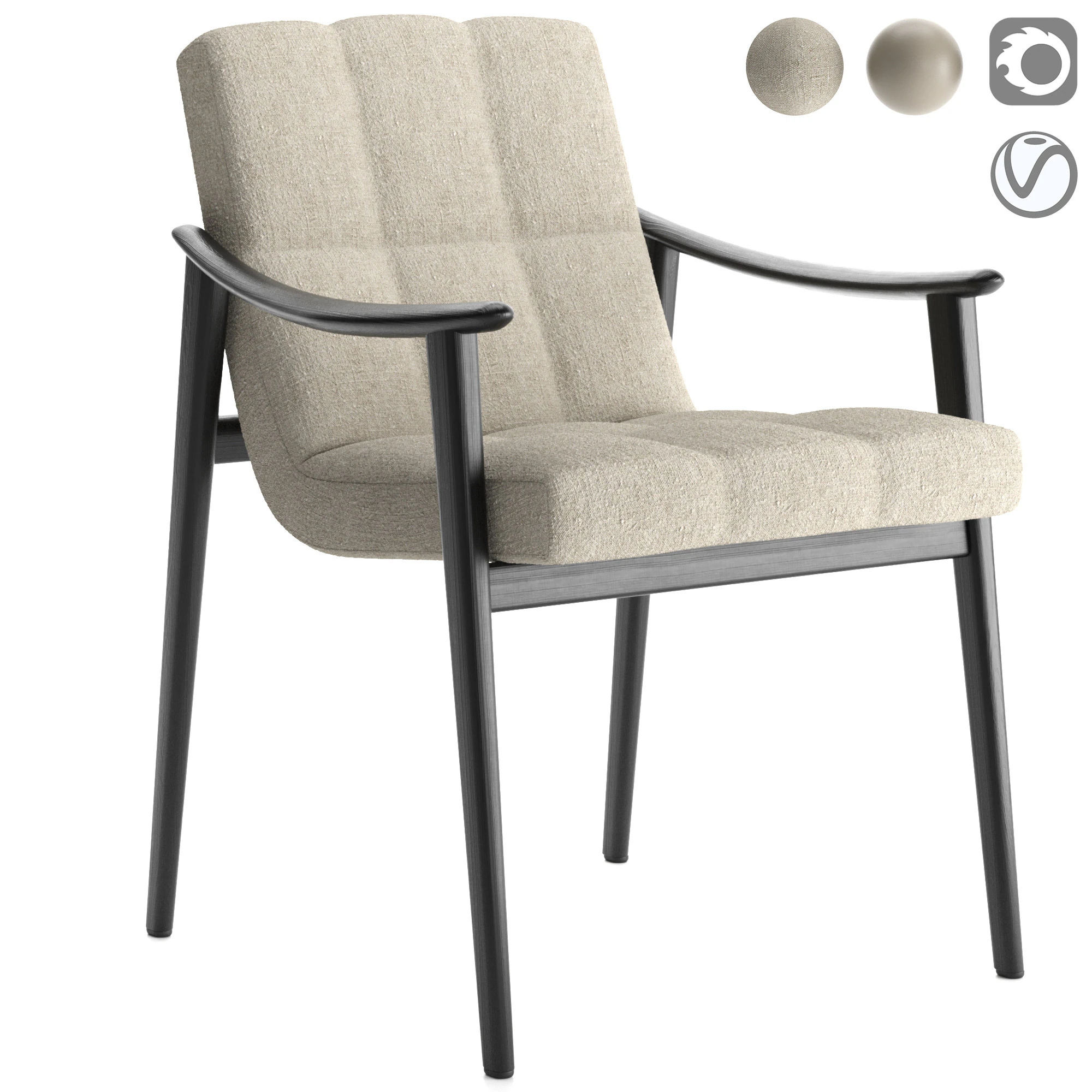 FYNN Dining Chair 3D Model .c4d .max .obj .3ds .fbx .stl .blend