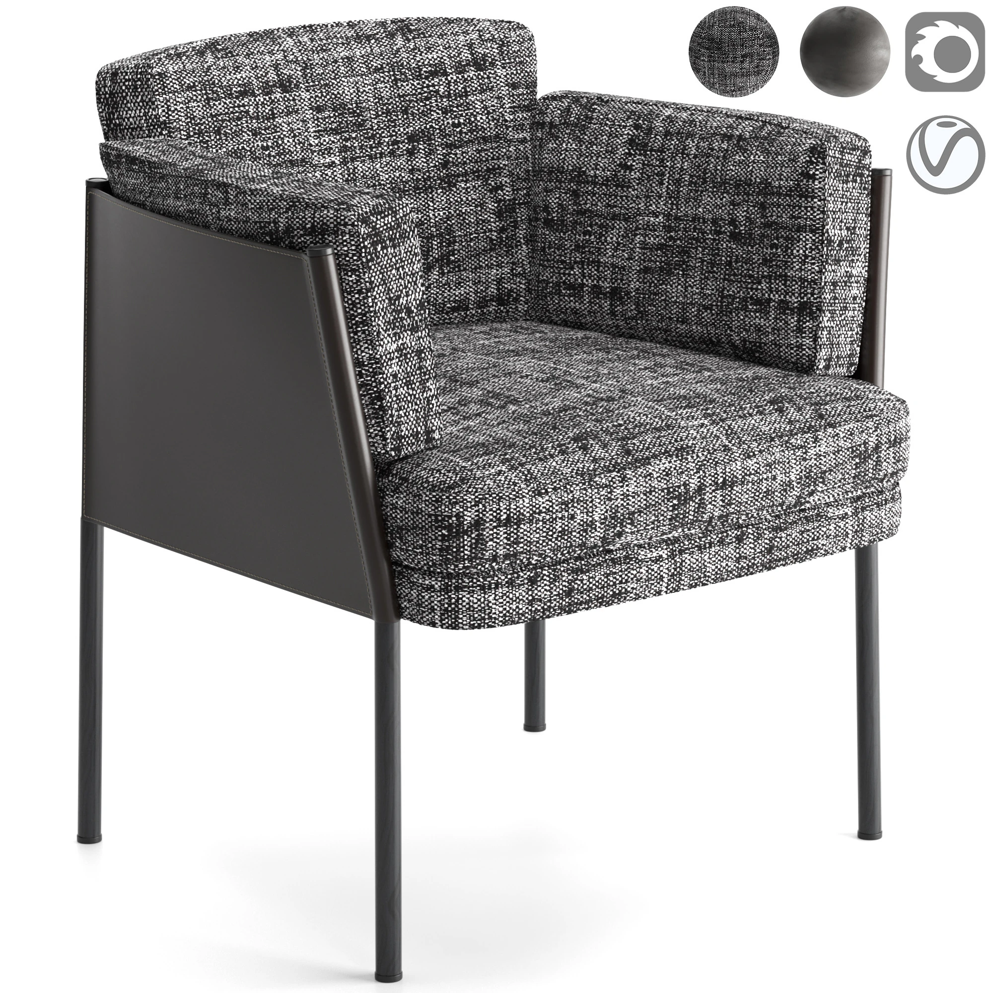 Shelley Dining chair 3D Model .c4d .max .obj .3ds .fbx .stl .blend