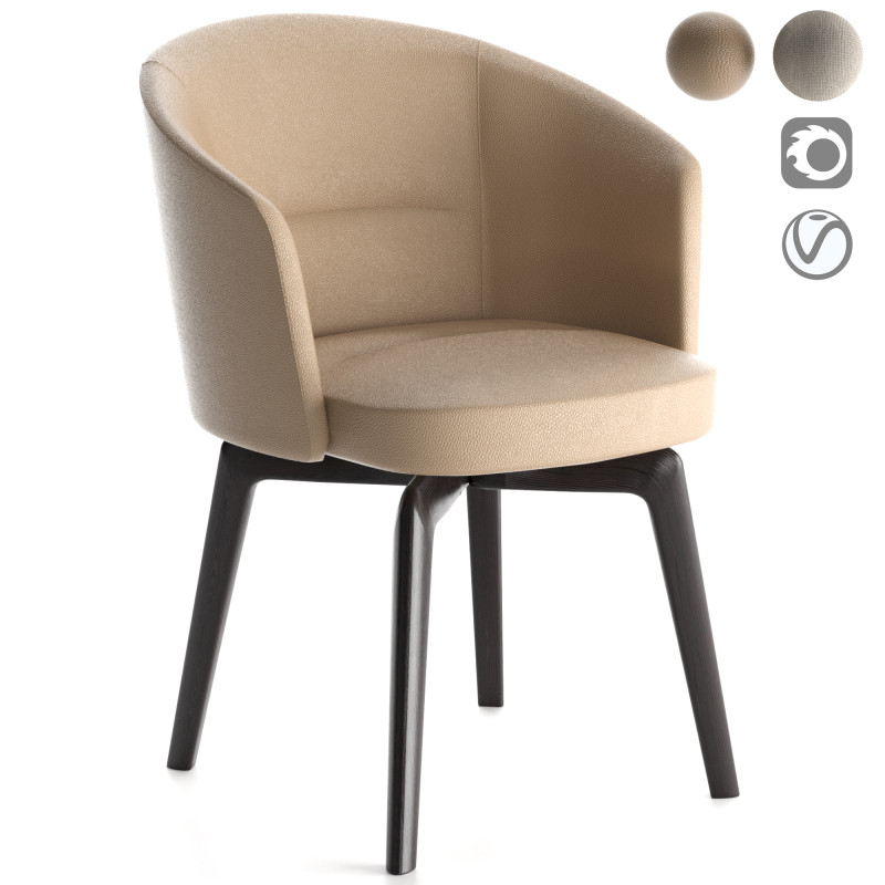 Amelie Dining chair 3D Model .c4d .max .obj .3ds .fbx .stl .blend 