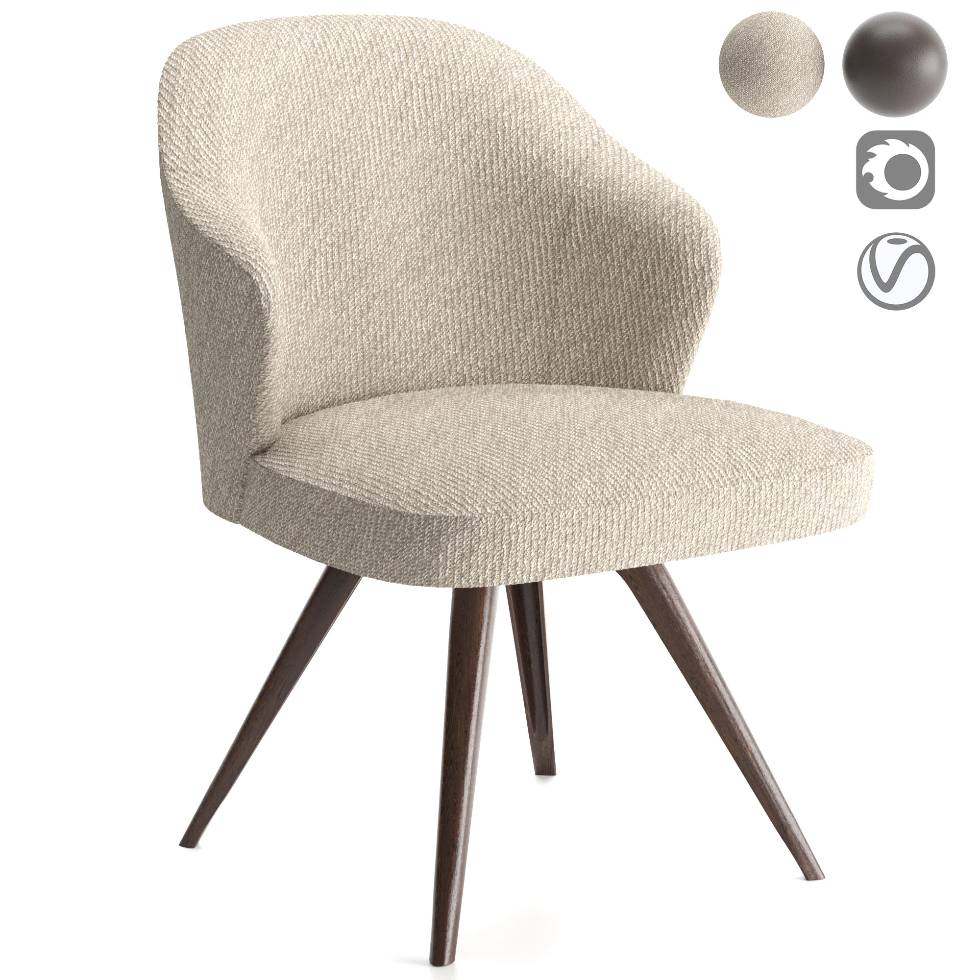 Leslie Lounge chair 3D Model .c4d .max .obj .3ds .fbx .stl .blend 