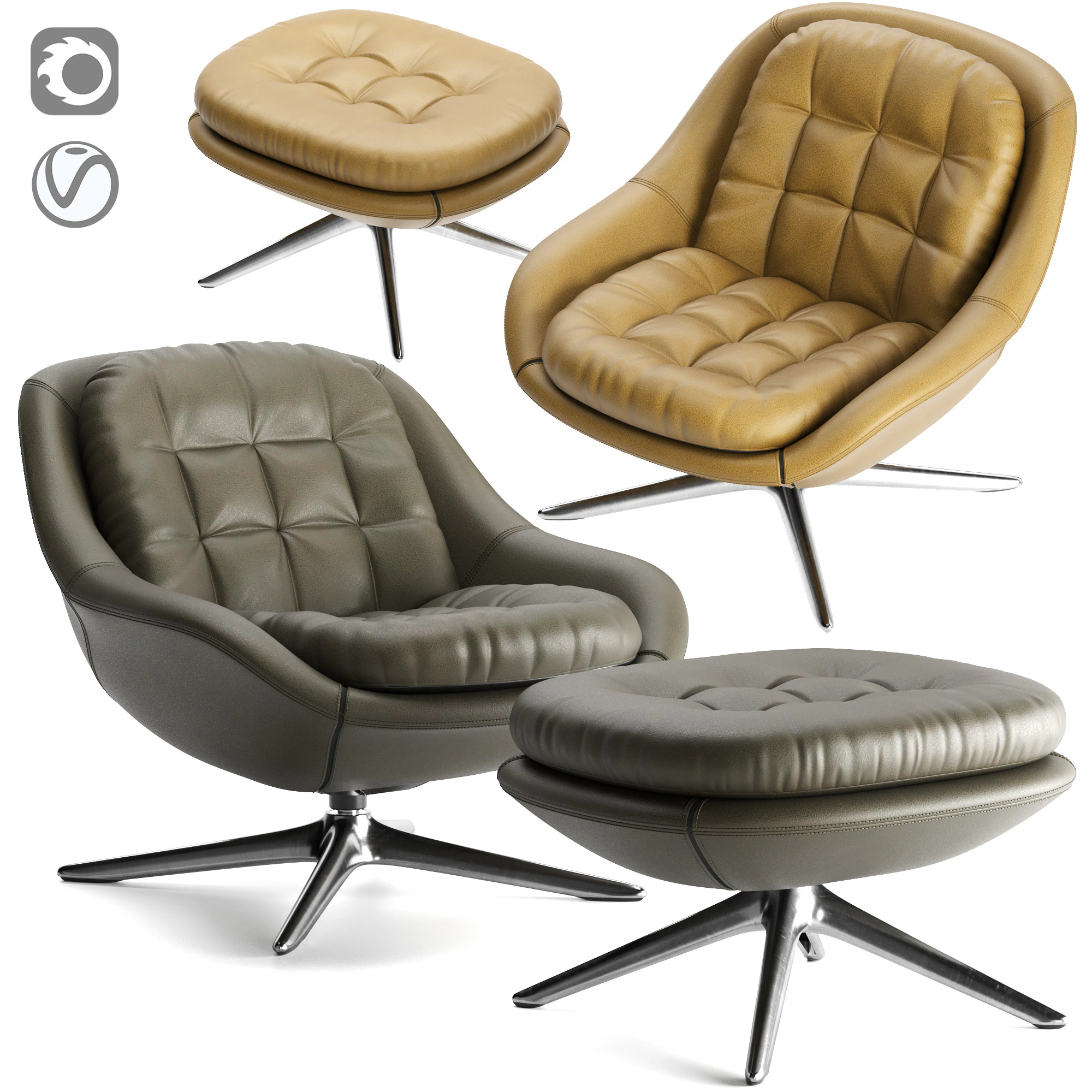 Kendall Armchair 3D Model .c4d .max .obj .3ds .fbx .stl .blend 