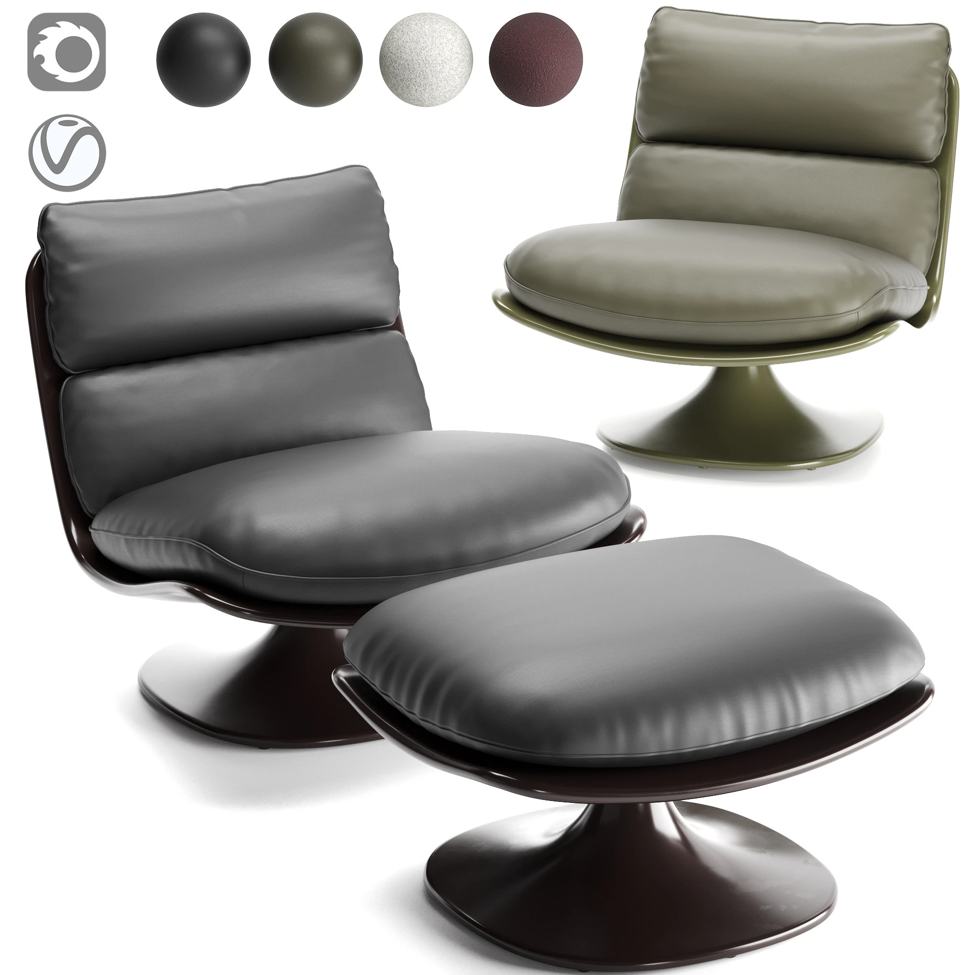 Pattie Armchair 3D Model .c4d .max .obj .3ds .fbx .stl .blend 