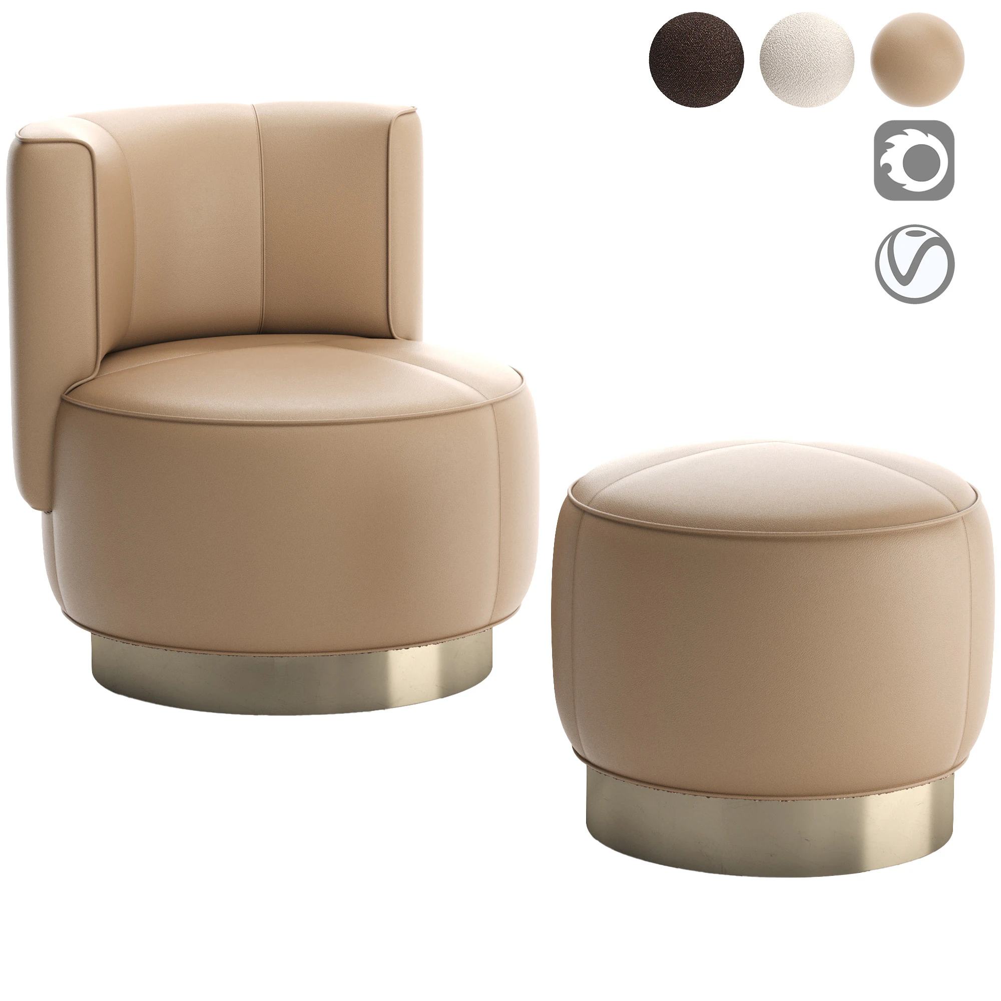 Yves Round 3D Model .c4d .max .obj .3ds .fbx .stl .blend 
