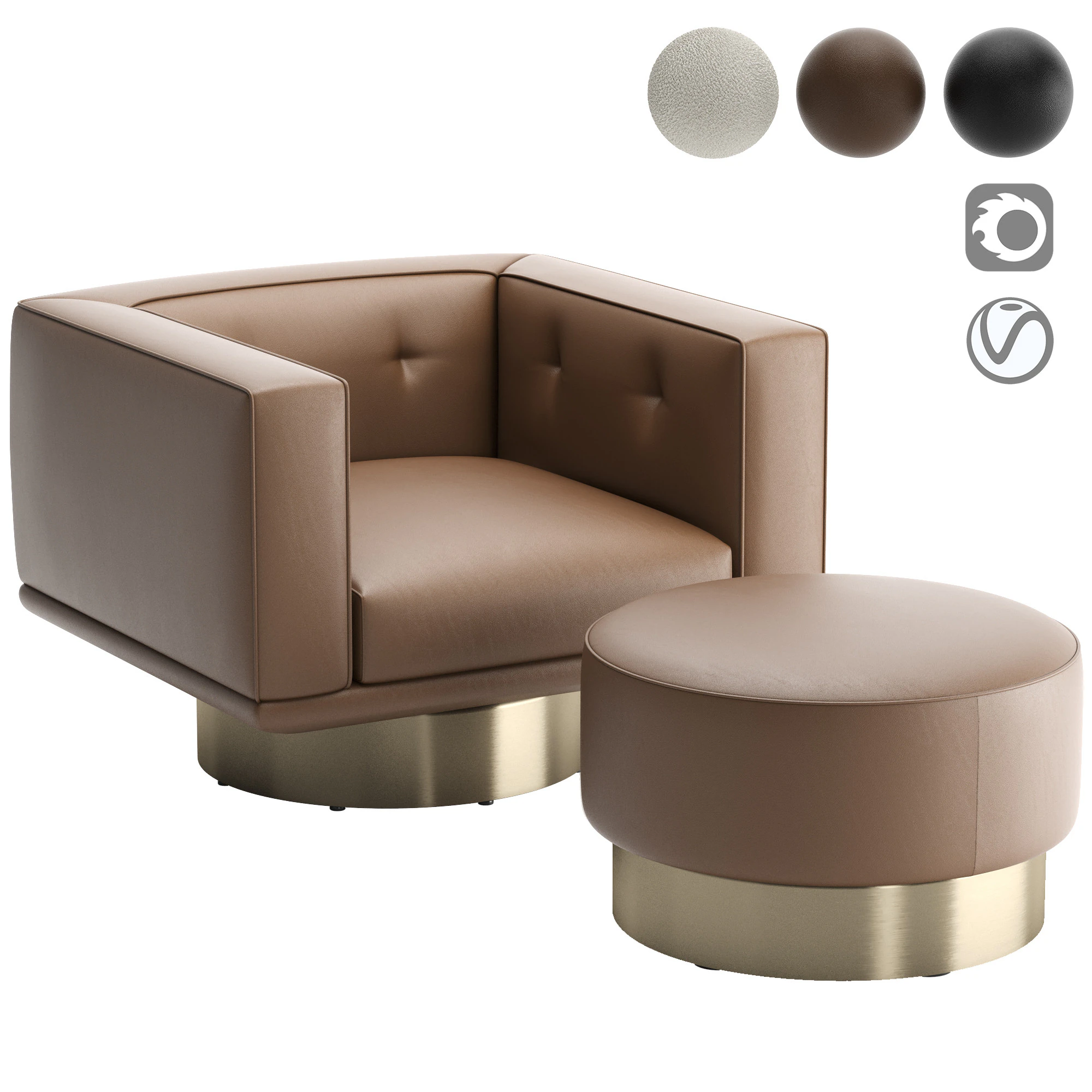 Sally Armchair 3D Model .c4d .max .obj .3ds .fbx .stl .blend
