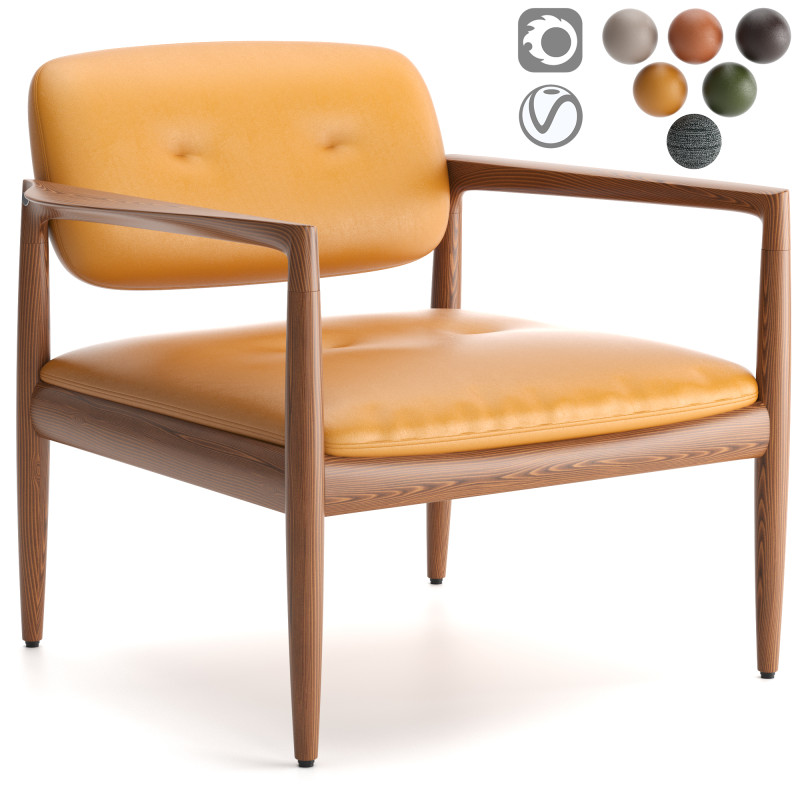 Yoko Armchair 3D Model .c4d .max .obj .3ds .fbx .stl .blend 