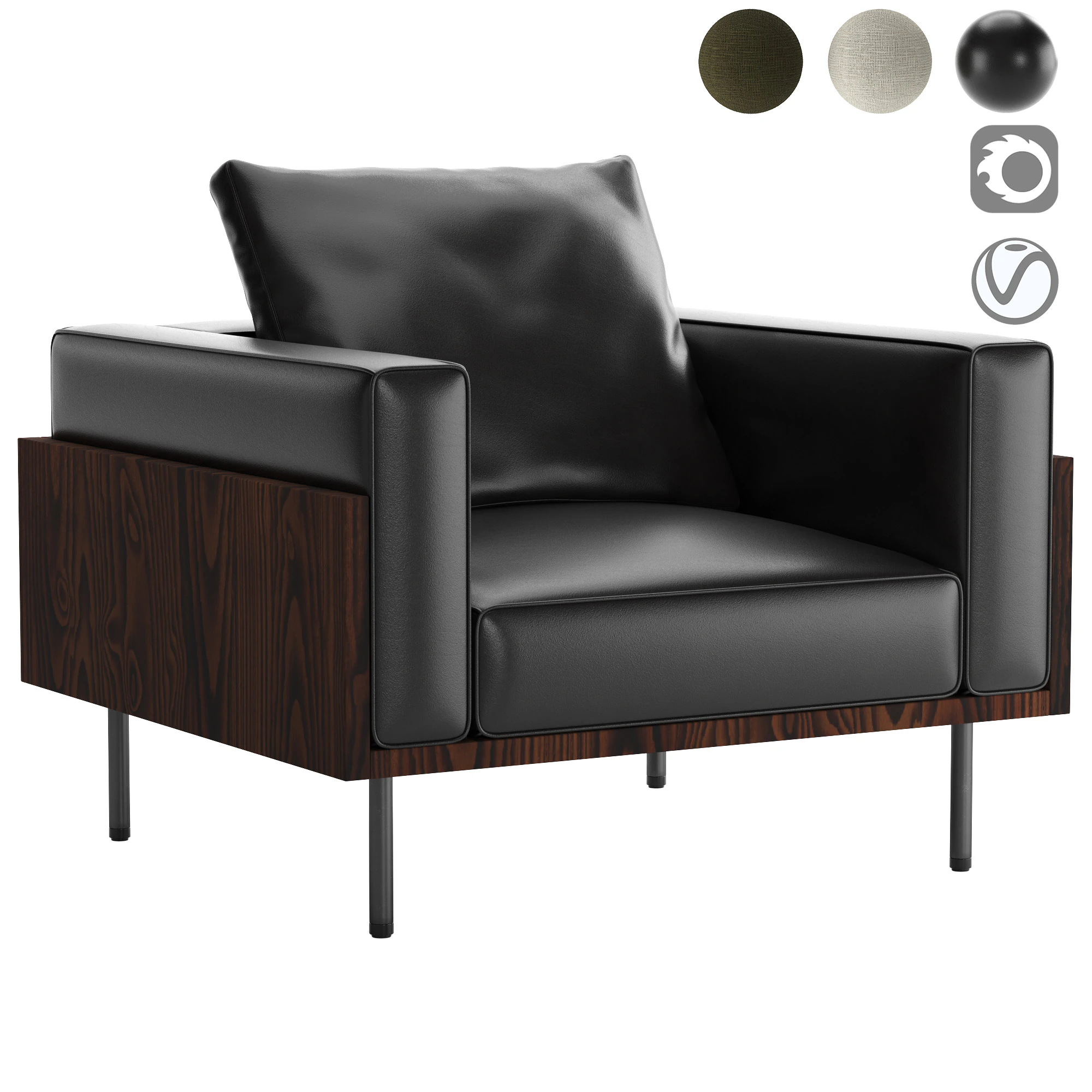 Brasilia Amchair 3D Model .c4d .max .obj .3ds .fbx .stl .blend