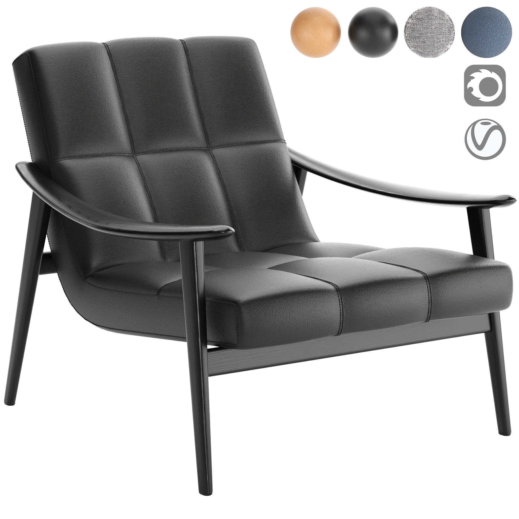 Fynn Amchair 3D Model .c4d .max .obj .3ds .fbx .stl .blend 