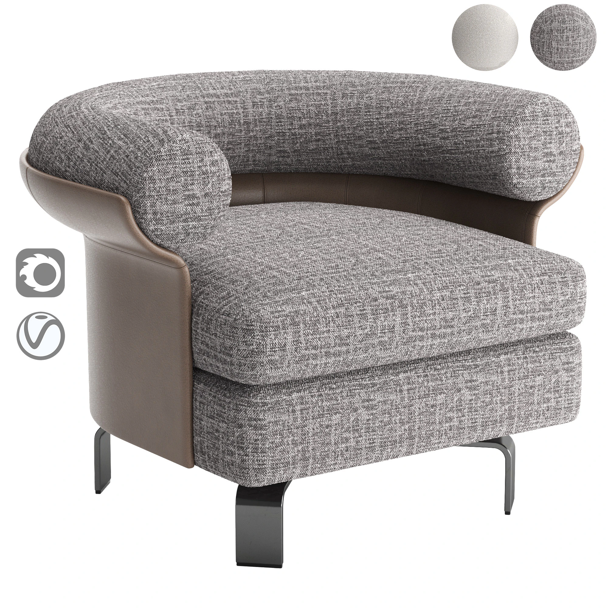 Mattia Amchair v1 3D Model .c4d .max .obj .3ds .fbx .stl .blend