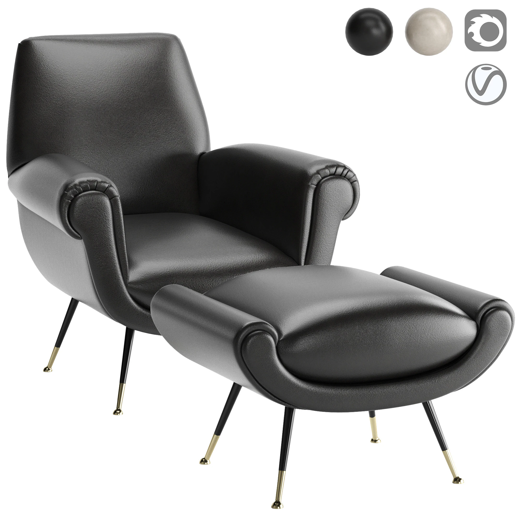 Albert Ile Amchair 3D Model .c4d .max .obj .3ds .fbx .stl .blend 