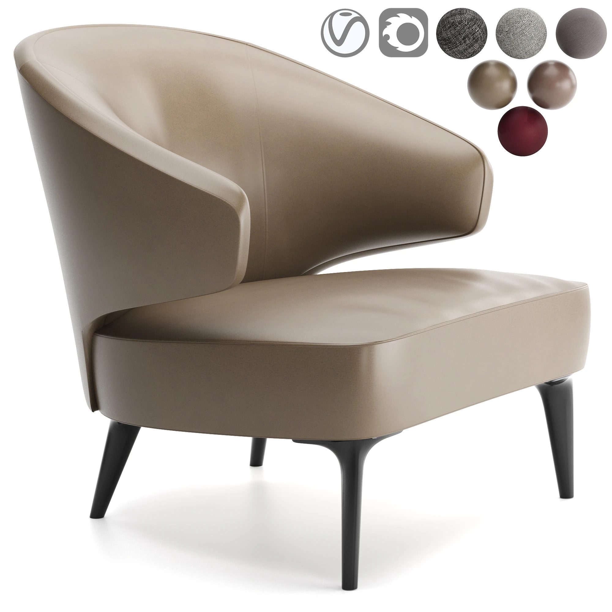 Aston Armchair 3D Model .c4d .max .obj .3ds .fbx .stl .blend 