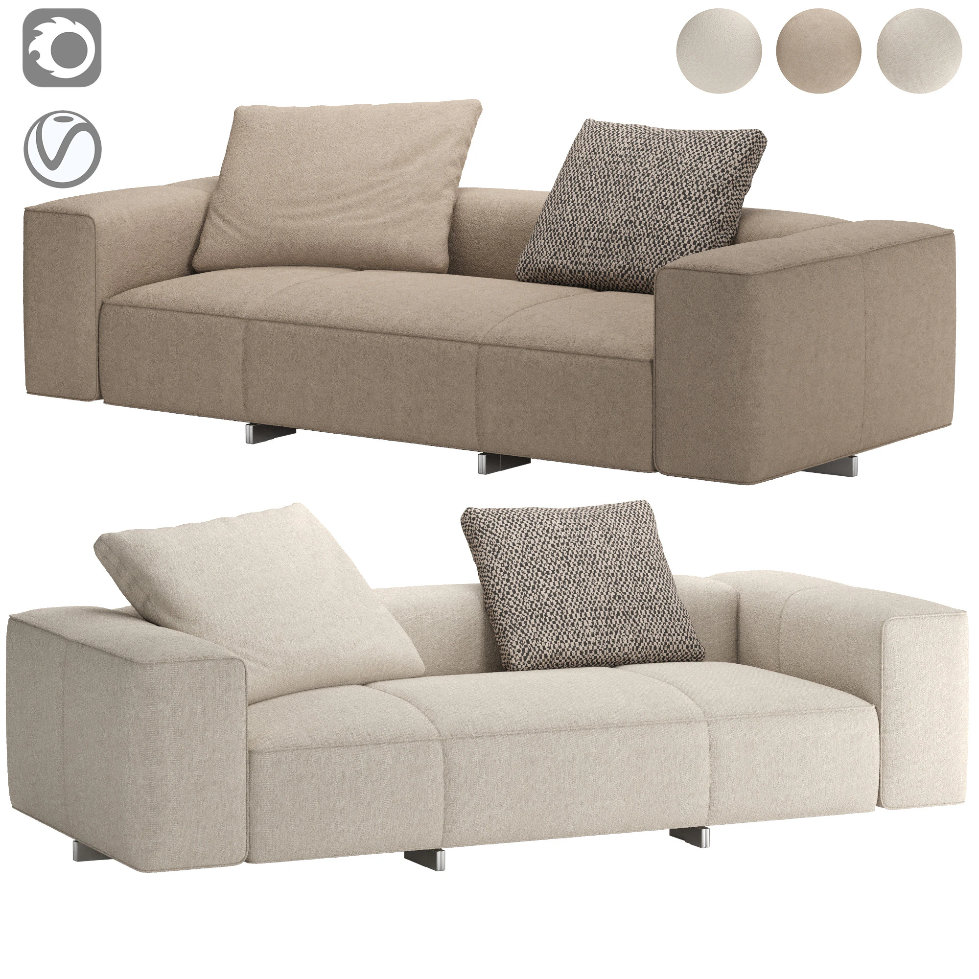 Yves Sofa 3D Model .c4d .max .obj .3ds .fbx .stl .blend 